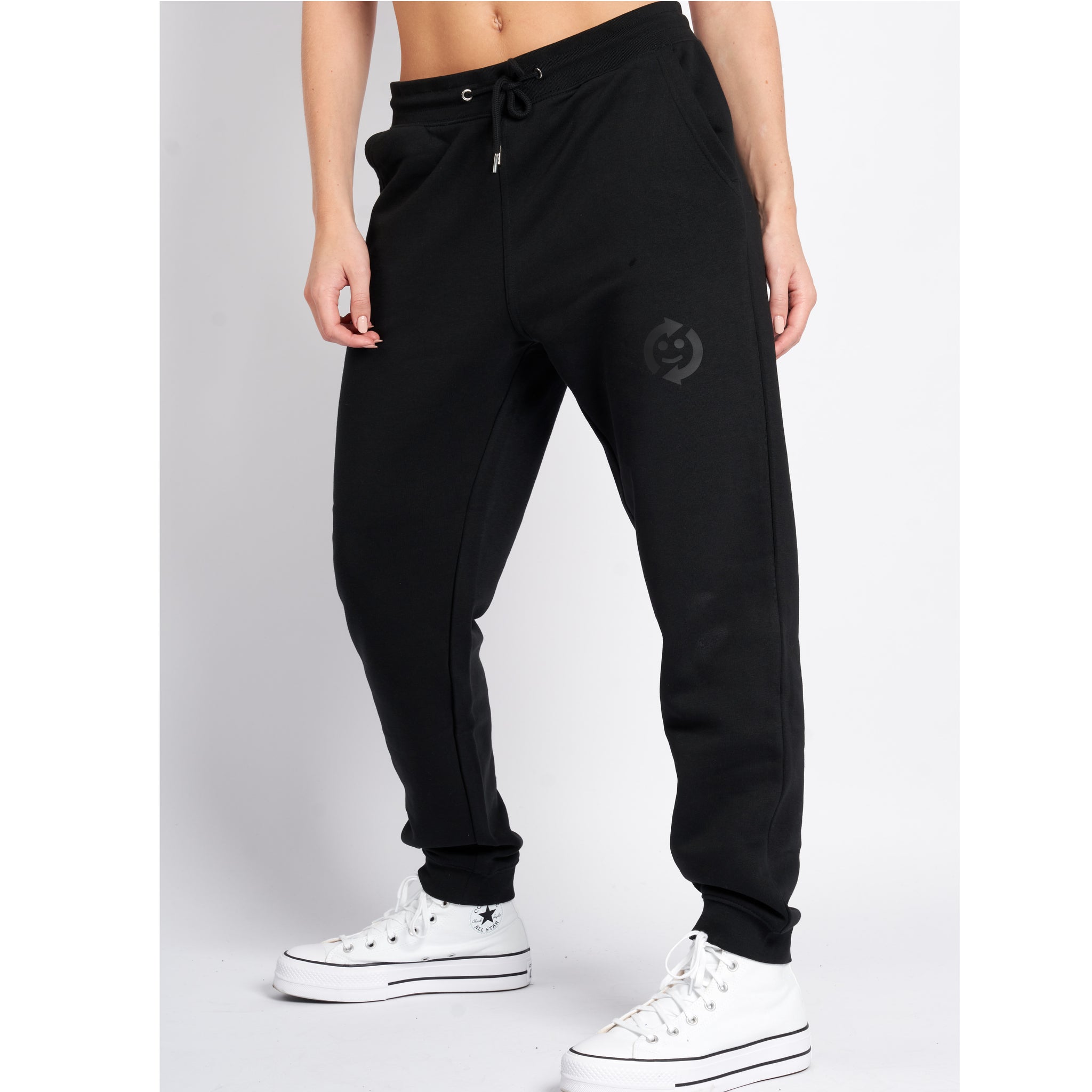 Care About Consumption Design Black Jogger Sweatpants Print Black